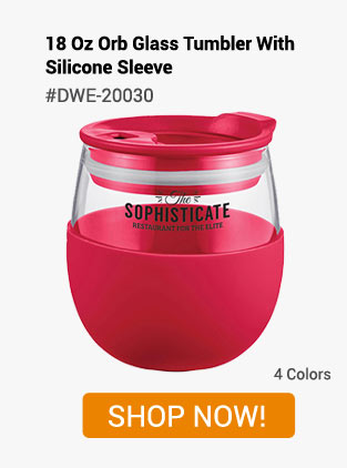DWE-20030 - 18 oz Orb Glass Tumbler with Silicone Sleeve - Shop Now!