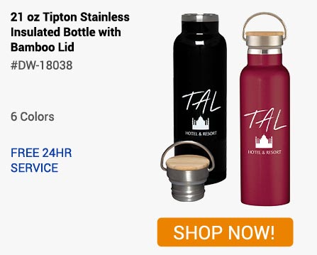DW-18038 - 21 Oz Tipton Stainless Insulated Bottle With Bamboo Lid - Shop Now!